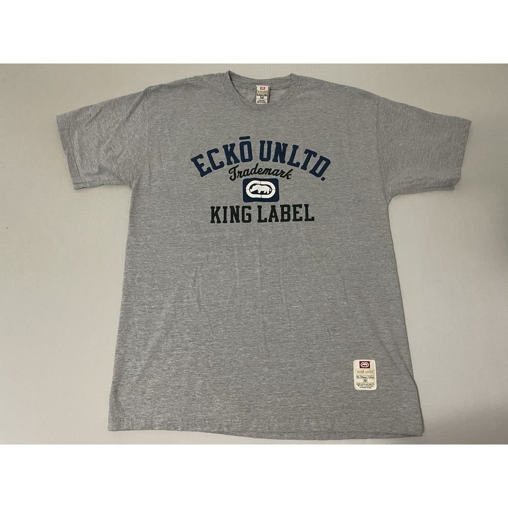 Vintage‎ Ecko Unltd T-Shirt Men M Gray Graphic Print King Label Short Sleeve Y2K
